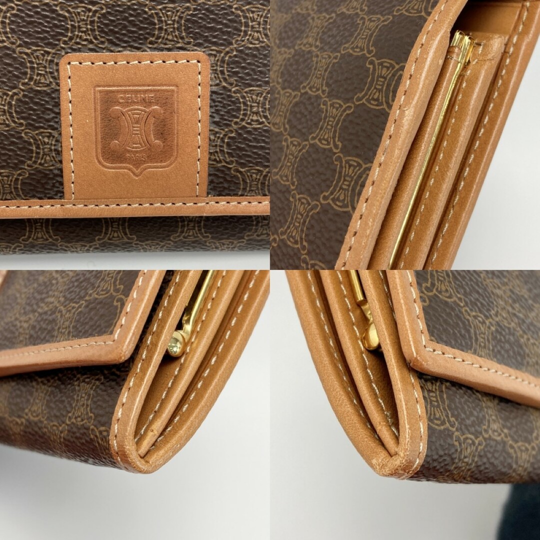 CELINE セリーヌ マカダム柄 二つ折り財布 がま口 ブラウン PVC CELINE セリーヌ マカダム柄 二つ折り財布 がま口 ブラウン PVC