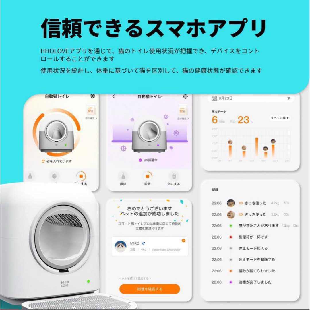 猫 トイレ 全自動 自動清掃 大容量 専用アプリ 遠隔スマホ操作 猫 トイレ 全自動 自動清掃 大容量 専用アプリ 遠隔スマホ操作