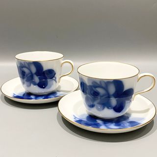大倉陶園 旧い 金彩 ブルーローズ カップソーサー 6客セット 箱 大倉陶園 旧い 金彩 ブルーローズ カップソーサー 6客セット 箱