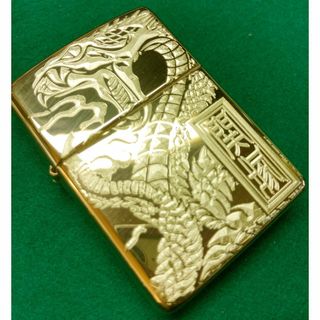 ジッポー(ZIPPO)の巳年ジッポーアーマーボディー金蛇ジッポ浮き彫り和柄彫刻名前彫刻込みヘビzippo(タバコグッズ)