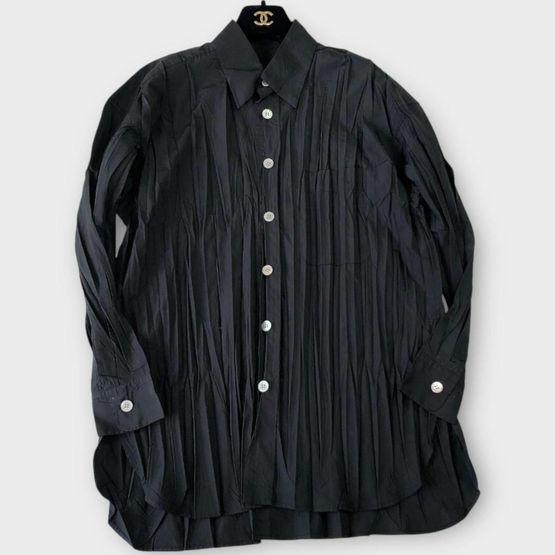 プリーツ 長袖シャツ ISSEY MIYAKE イッセイミヤケ 黒 M〜L プリーツ 長袖シャツ ISSEY MIYAKE イッセイミヤケ 黒 M〜L