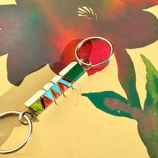 インディアンジュエリー(INDIAN JEWELRY)の1990's ヴィンテージ　モザイク　キーリング　ズニ族　インディアンジュエリー(キーホルダー)