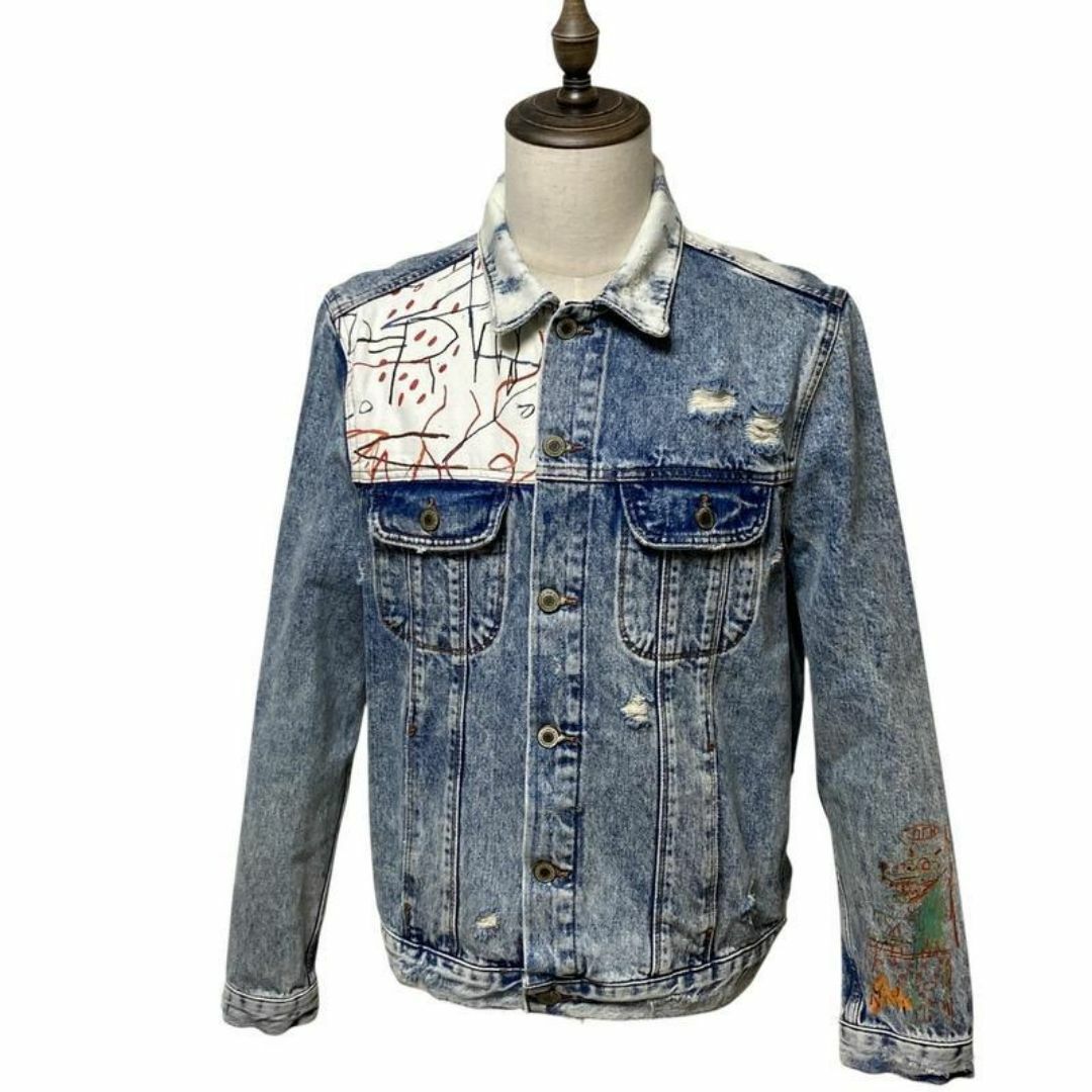 ZARA バスキア デニムジャケット ダメージ加工|Gジャン/デニム ZARA バスキア デニムジャケット ダメージ加工|Gジャン/デニム