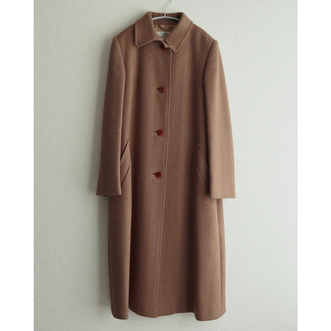 AQUA SCUTUM - Aquascutum　イングランド製 キャメルヘアー ヘリンボーン ロングコート