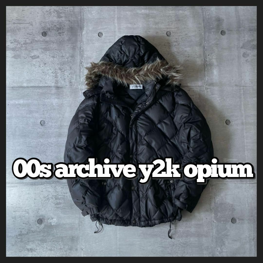 ファー付き ダウンジャケット y2k opium ドローコード パンク ファー付き ダウンジャケット y2k opium ドローコード パンク