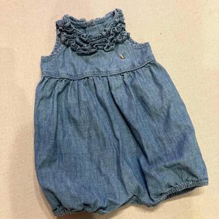 ラルフローレン(Ralph Lauren)の美品　ラルフローレン　デニムフリルロンパース 70程度(ロンパース)