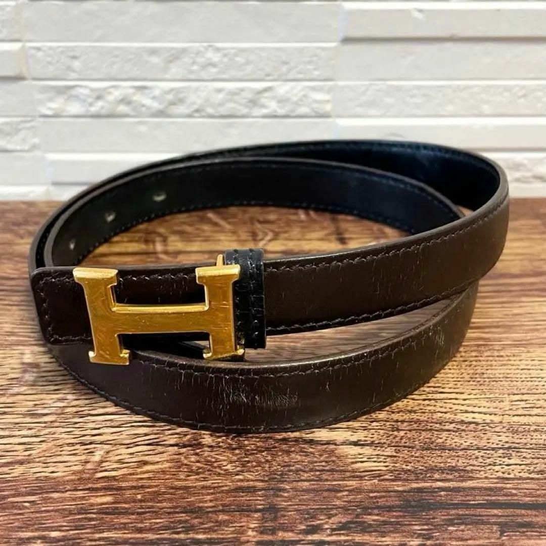 エルメス レザー コンスタンス ベルト H バックル ゴールド金具 黒 エルメス レザー コンスタンス ベルト H バックル ゴールド金具 黒