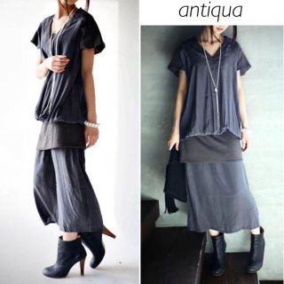 アンティカ(antiqua)の【新品タグ付】antiqua リブ切り替えワンピース(ロングワンピース/マキシワンピース)