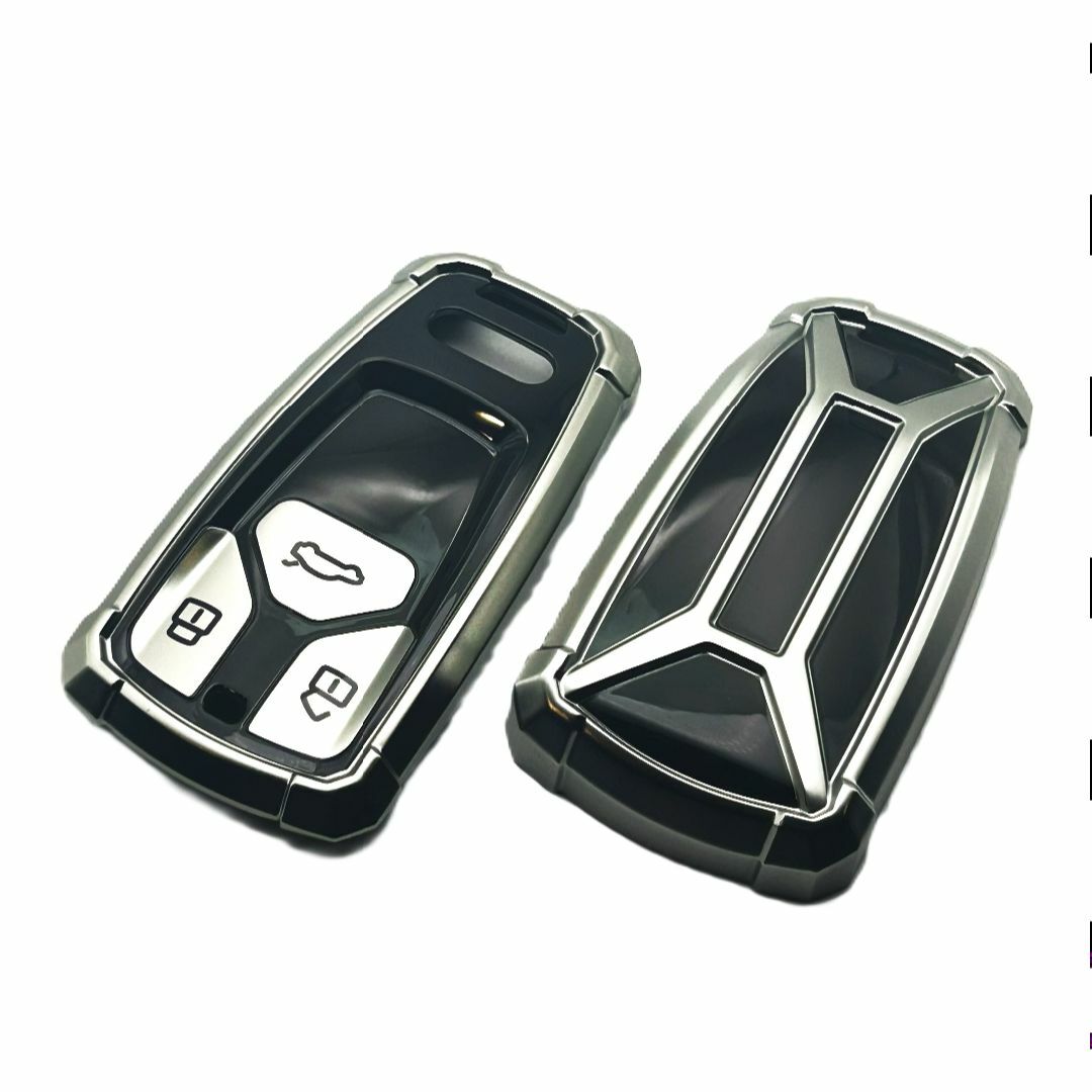 AUDI(アウディ)の【送料無料】キーホルダー付★アウディ用 キーケース キーカバー★メカシルバー★① 自動車/バイクの自動車(車内アクセサリ)の商品写真