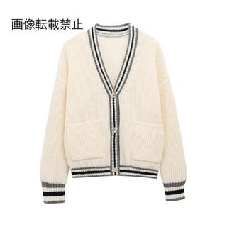 🐍1月新作🧧16205◆ライン ニット カーディガン(カーディガン)