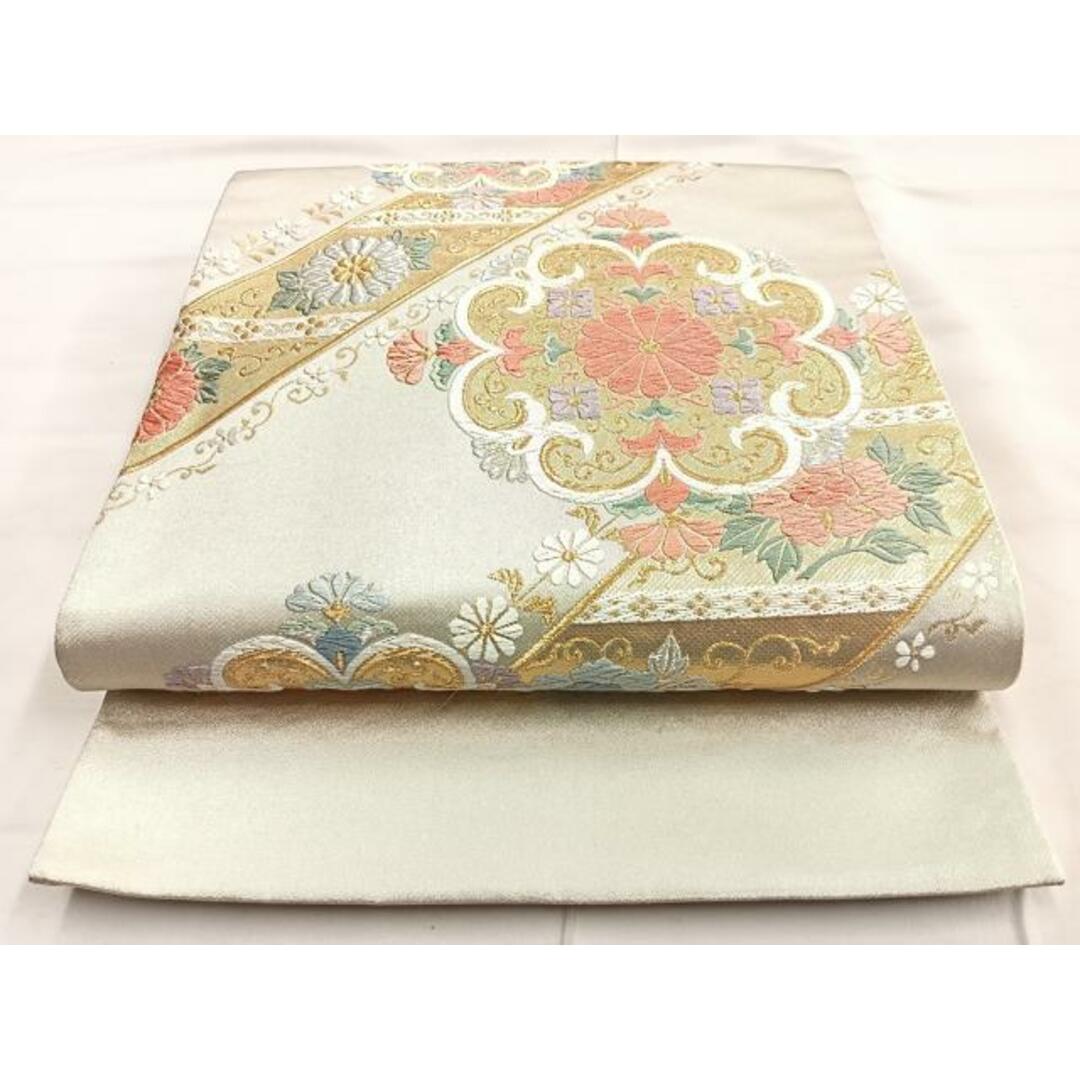 平和屋着物◎六通柄袋帯 唐織 洋花舞蝶文 金銀糸 正絹 逸品 平和屋着物◎六通柄袋帯 唐織 洋花舞蝶文 金銀糸 正絹 逸品