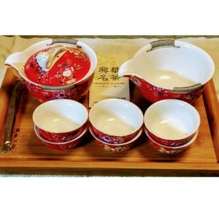 台湾茶器　客家花柄茶器セット(食器)
