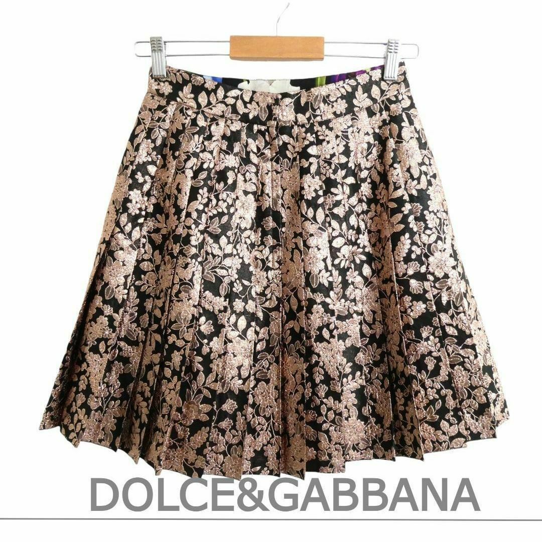 美品 DOLCE&GABBANA 花柄 刺繍 プリーツ 膝丈 ミニ丈 スカート 美品 DOLCE&GABBANA 花柄 刺繍 プリーツ 膝丈 ミニ丈 スカート