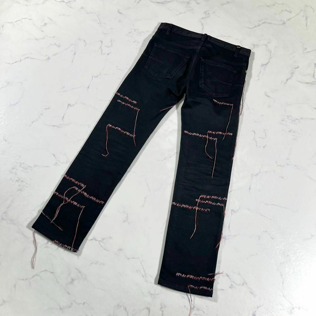 極美品】DIOR HOMME 16AW CDロゴ 刺繍加工ブラックデニムパンツ 極美品】DIOR HOMME 16AW CDロゴ 刺繍加工ブラックデニムパンツ