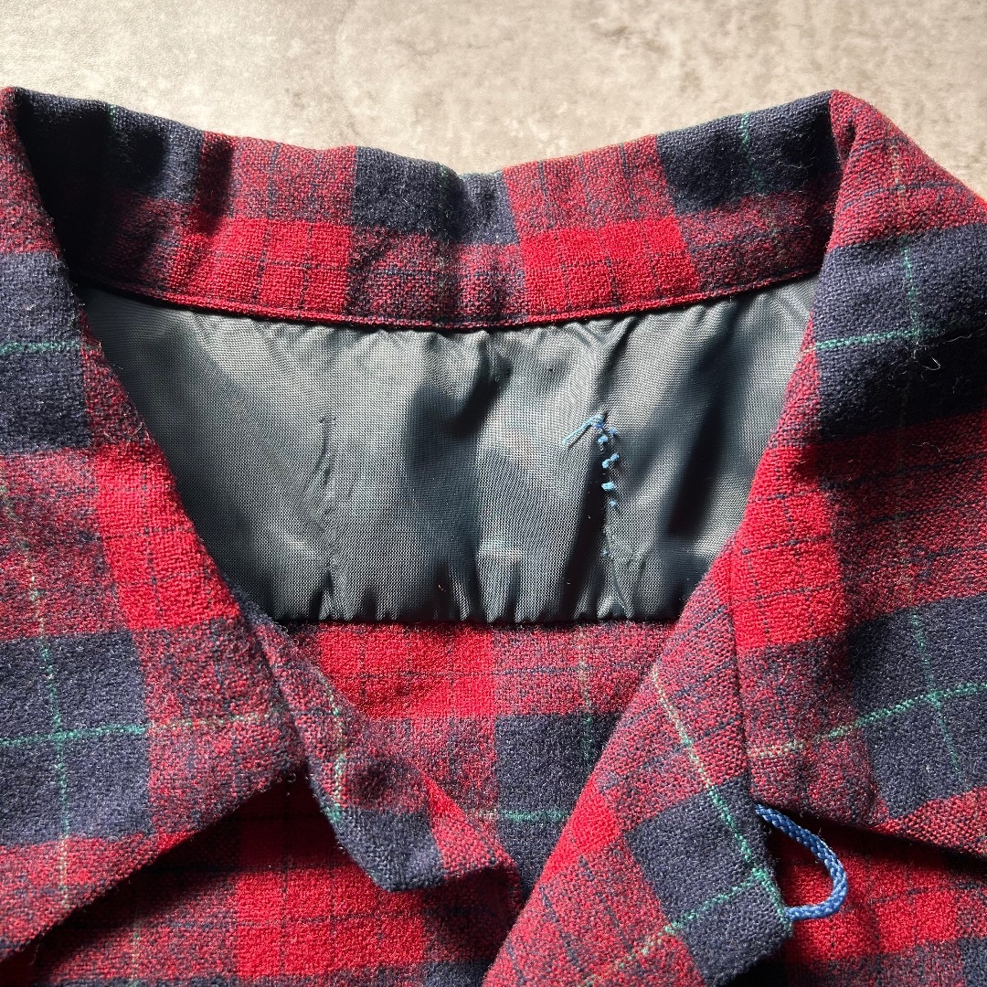 60s70s ペンドルトン ウールシャツ USA製 XL レッド×ネイビー