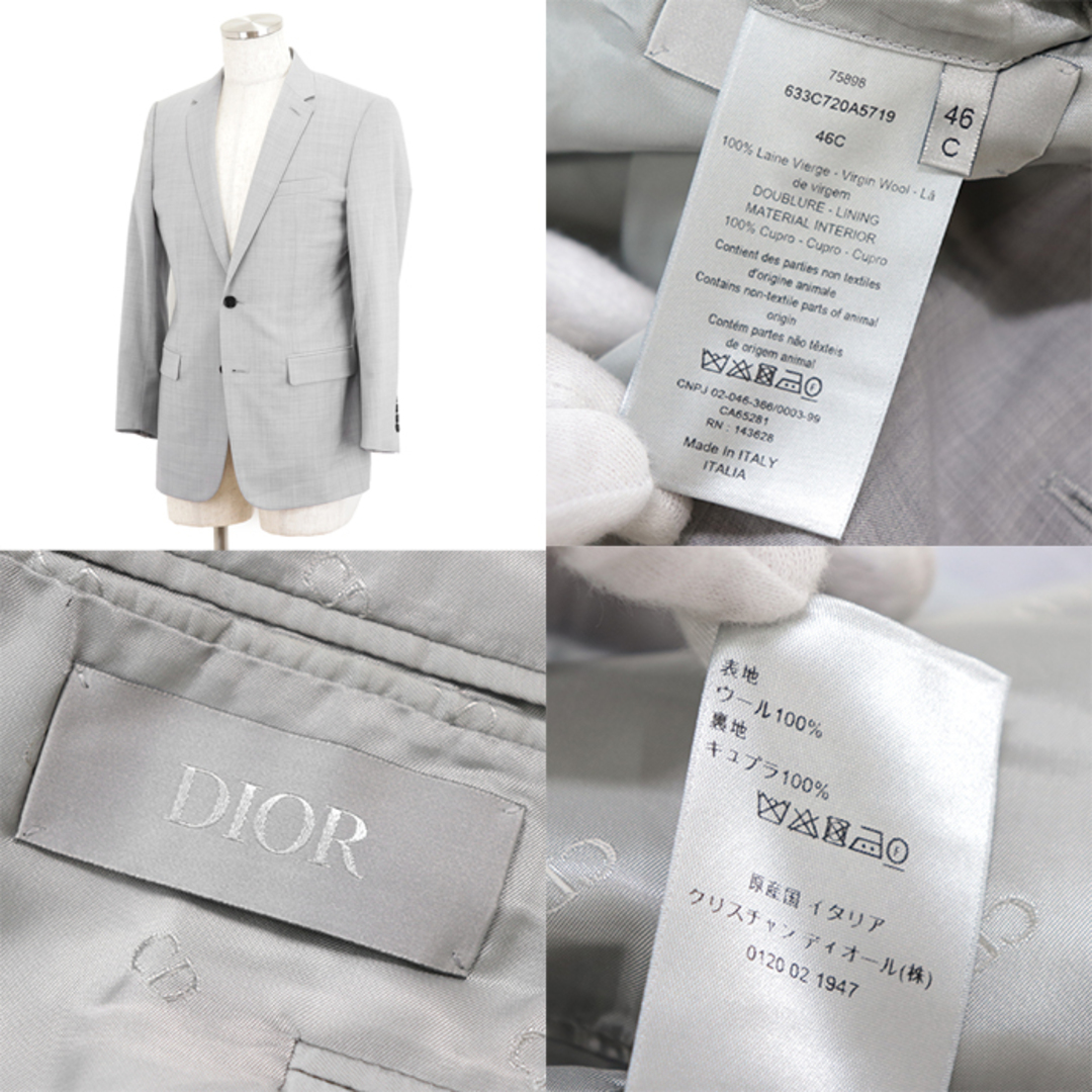 Dior - 【美品】ディオール ウール100% スーツ セットアップ ノッチドラペル 開き見せ 総裏仕立て センターベント テーラード 2B ジャケット ノープリーツ スラックス メンズ サイズ 46C/46C ライトグレー イタリア製 Dior 633C720A5719の通販 by オパール ラクマ店 Dior - 【美品】ディオール ウール100% スーツ セットアップ ノッチドラペル 開き見せ 総裏仕立て センターベント テーラード 2B ジャケット ノープリーツ スラックス メンズ サイズ 46C/46C ライトグレー イタリア製 Dior 633C720A5719の通販 by オパール ラクマ店