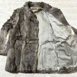 毛皮✨ラビット　ファーコート　裏地総柄　ショート　アウター　レディース　11号