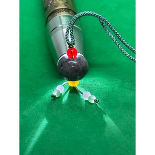 美品 天然翡翠ヒスイA商品 烏鶏氷種 路路通 デザインネックレス4023(ネックレス)