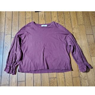 ニコアンド(niko and...)のNiko and.. ◎レース袖ロンT◎ワインレッド(カットソー(長袖/七分))