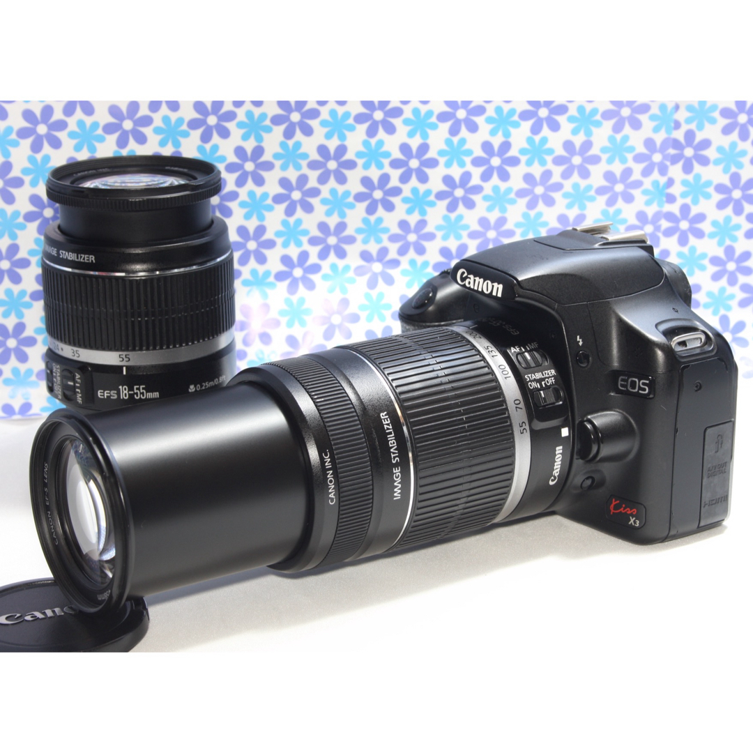 極美品☆Canon kiss X3 ダブルズームキット☆高画質☆動画撮影 極美品☆Canon kiss X3 ダブルズームキット☆高画質☆動画撮影