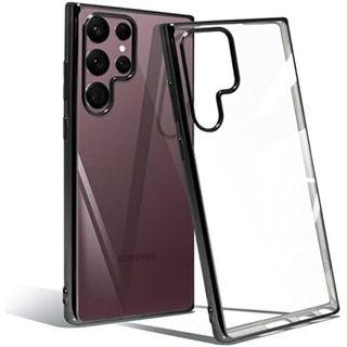GalaxyS22 Ultra スマホケース カバー TPU クリア 黒 ソフト(Androidケース)