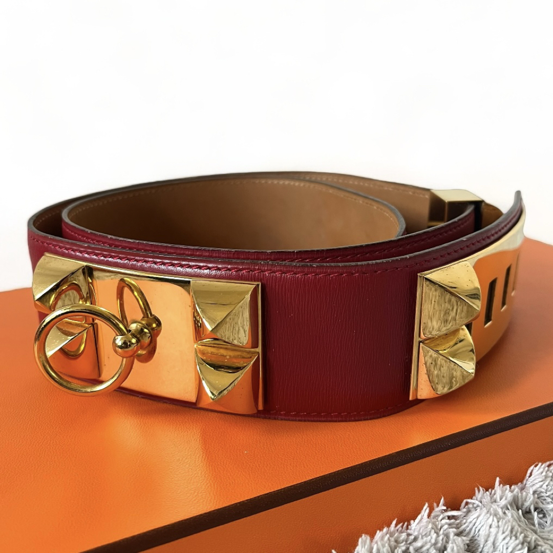 エルメス HERMES コリエドシアン メドール ベルト ◯N刻印 レッド エルメス HERMES コリエドシアン メドール ベルト ◯N刻印 レッド