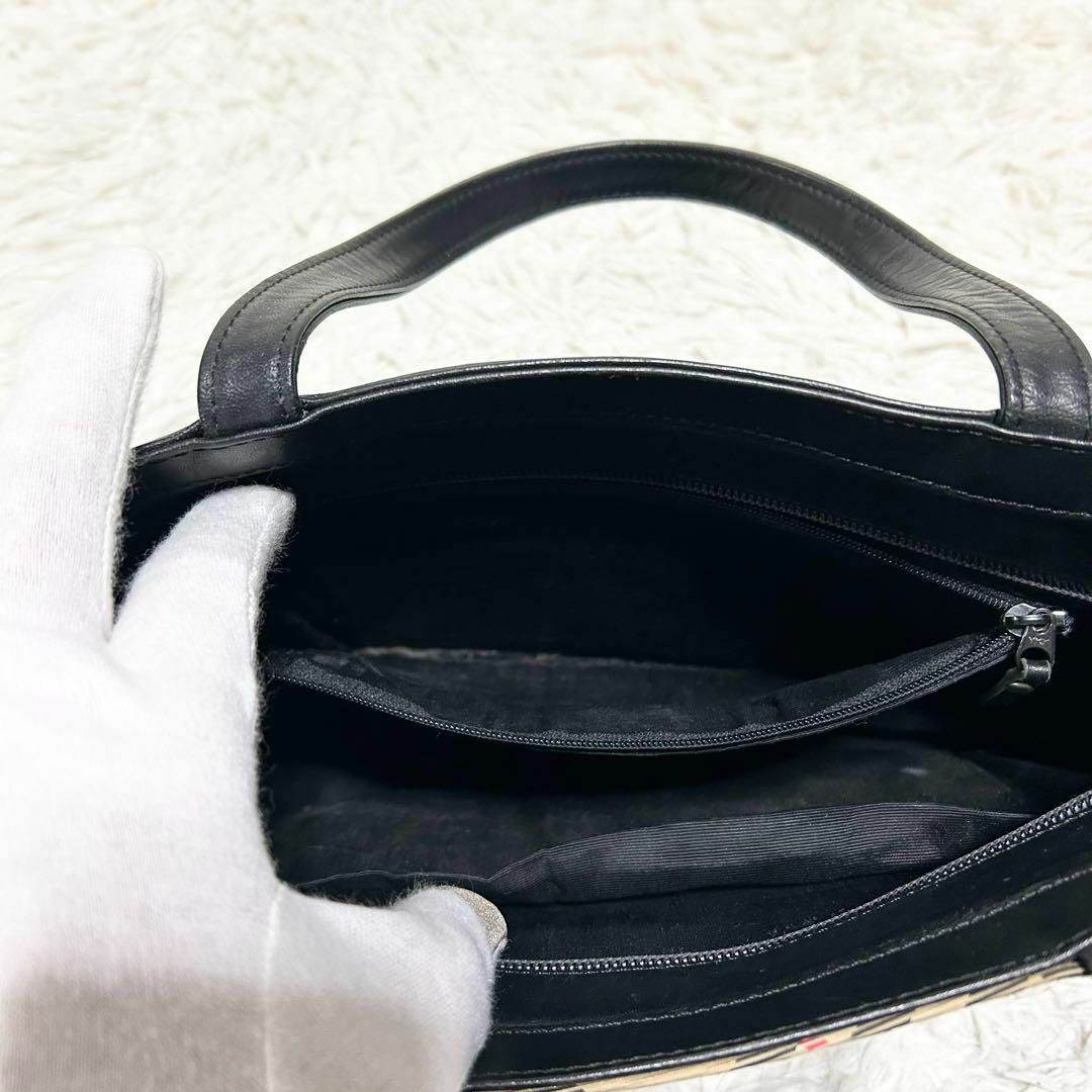 美品 バーバリー ハンドバッグ ノバチェック レザー ファスナー 美品 バーバリー ハンドバッグ ノバチェック レザー ファスナー