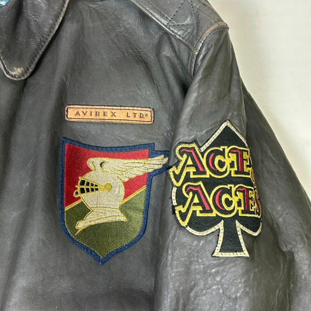 90s AVIREX TYPE A-2 ACE OF ACES グレー系 S 90s AVIREX TYPE A-2 ACE OF ACES グレー系 S