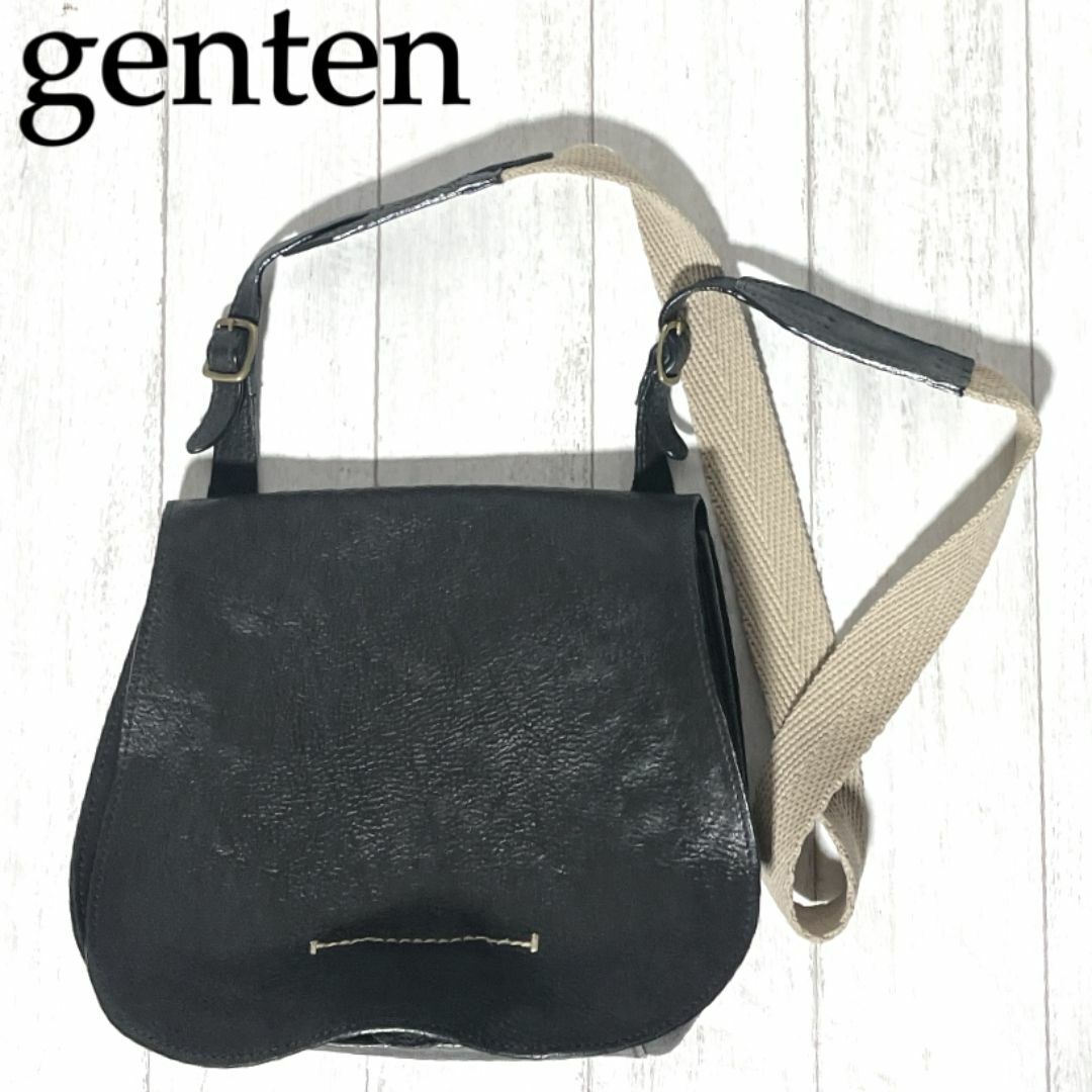 genten - ゲンテン レザーショルダーバッグ genten 被せ マグネット 本革