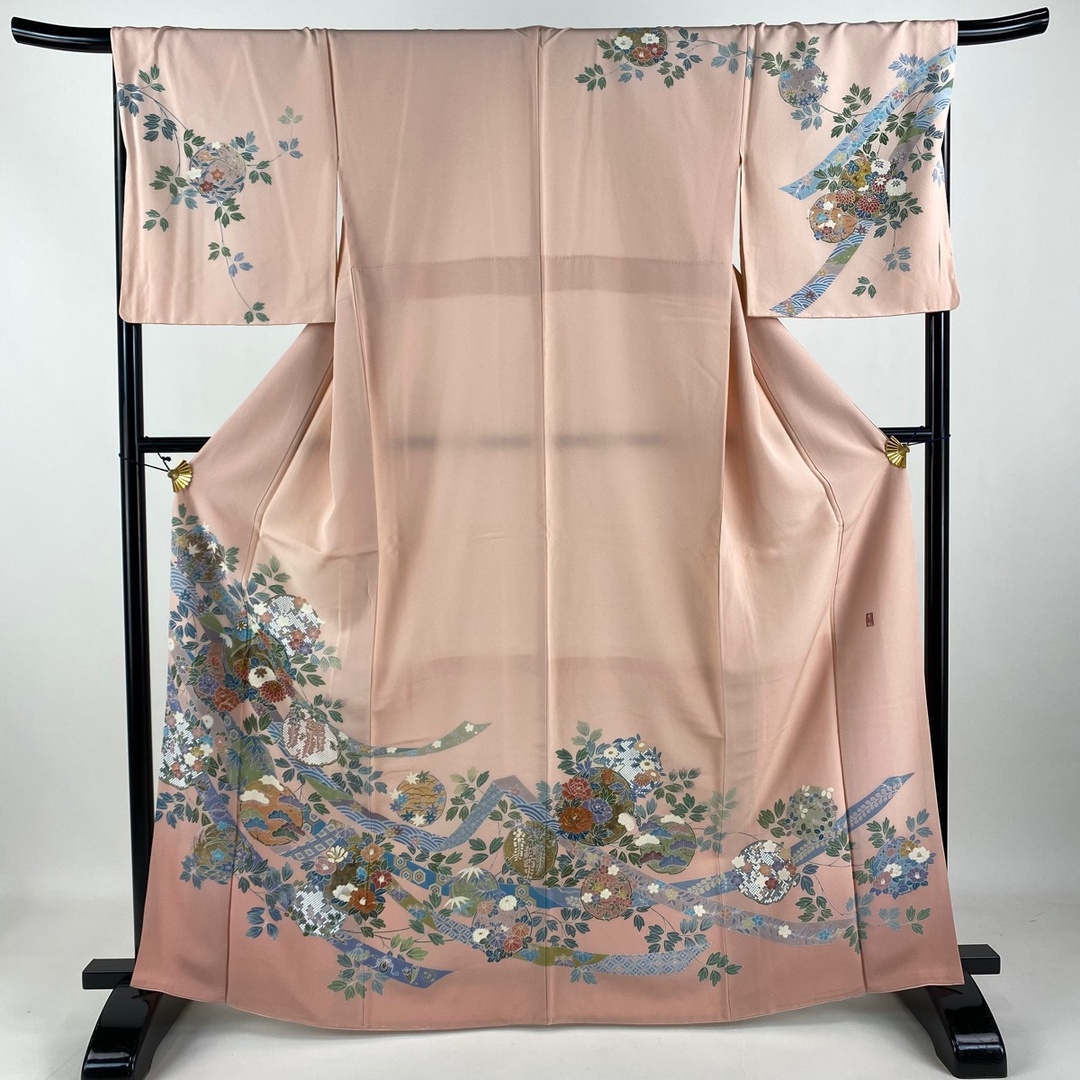 付下げ 身丈162.5cm 裄丈66cm M 薄物 絽 増せる 家屋 流水 ぼかし 付下げ 身丈162.5cm 裄丈66cm M 薄物 絽 増せる 家屋 流水 ぼかし