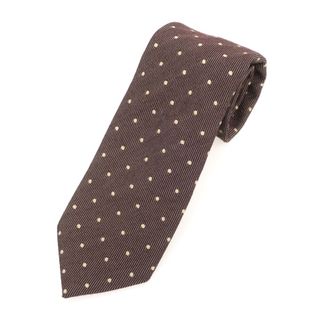 【中古】フランクリンミルズ FRANKLIN MILLS ウールシルク ストライプ柄ネクタイ ブラウンxベージュ【メンズ】(ネクタイ)