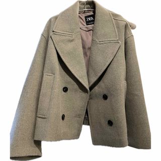 ZARA - 今期 ZARA ショート丈ダブルブレストコート ミンクの通販 ZARA - 今期 ZARA ショート丈ダブルブレストコート ミンクの通販