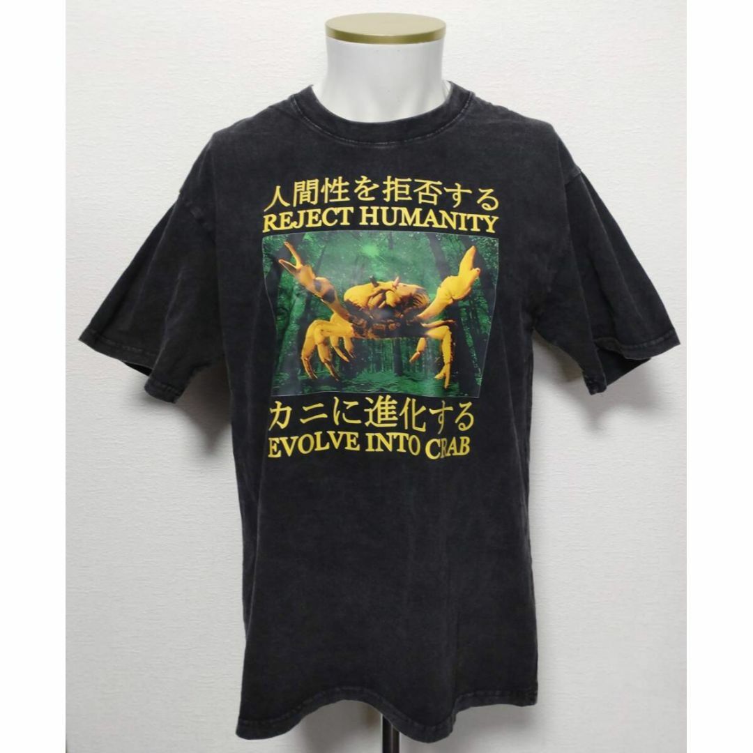 【Mサイズ】人間性を拒否するカニに進化する 日本語 チャコール Tシャツ 半袖 メンズのトップス(Tシャツ/カットソー(半袖/袖なし))の商品写真