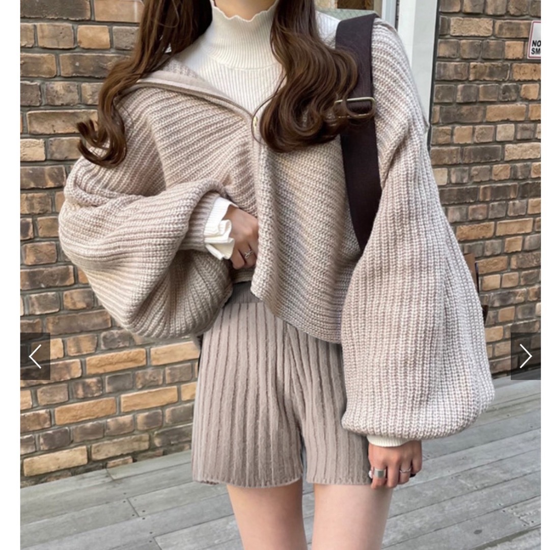 GRL(グレイル)のビッグカラージップカーディガンXショートパンツニットセットアップ レディースのレディース その他(セット/コーデ)の商品写真