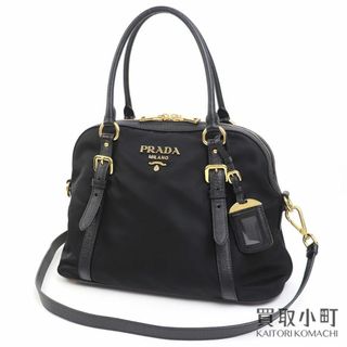 プラダ(PRADA)の【美品】プラダ【PRADA】テスート メタルロゴ トップハンドルバッグ ブラック ナイロン サフィアーノレザー 2WAYショルダー ハンドバッグ 1BB013 ZMY F0002 TOPHANDLE BAG TESSUTO NERO【Aランク】【中古】(ショルダーバッグ)