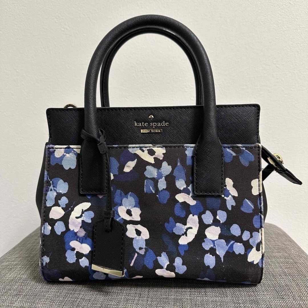 kate spade NEW YORK - 【美品】kate spade 花柄ハンドバッグ ネイビー