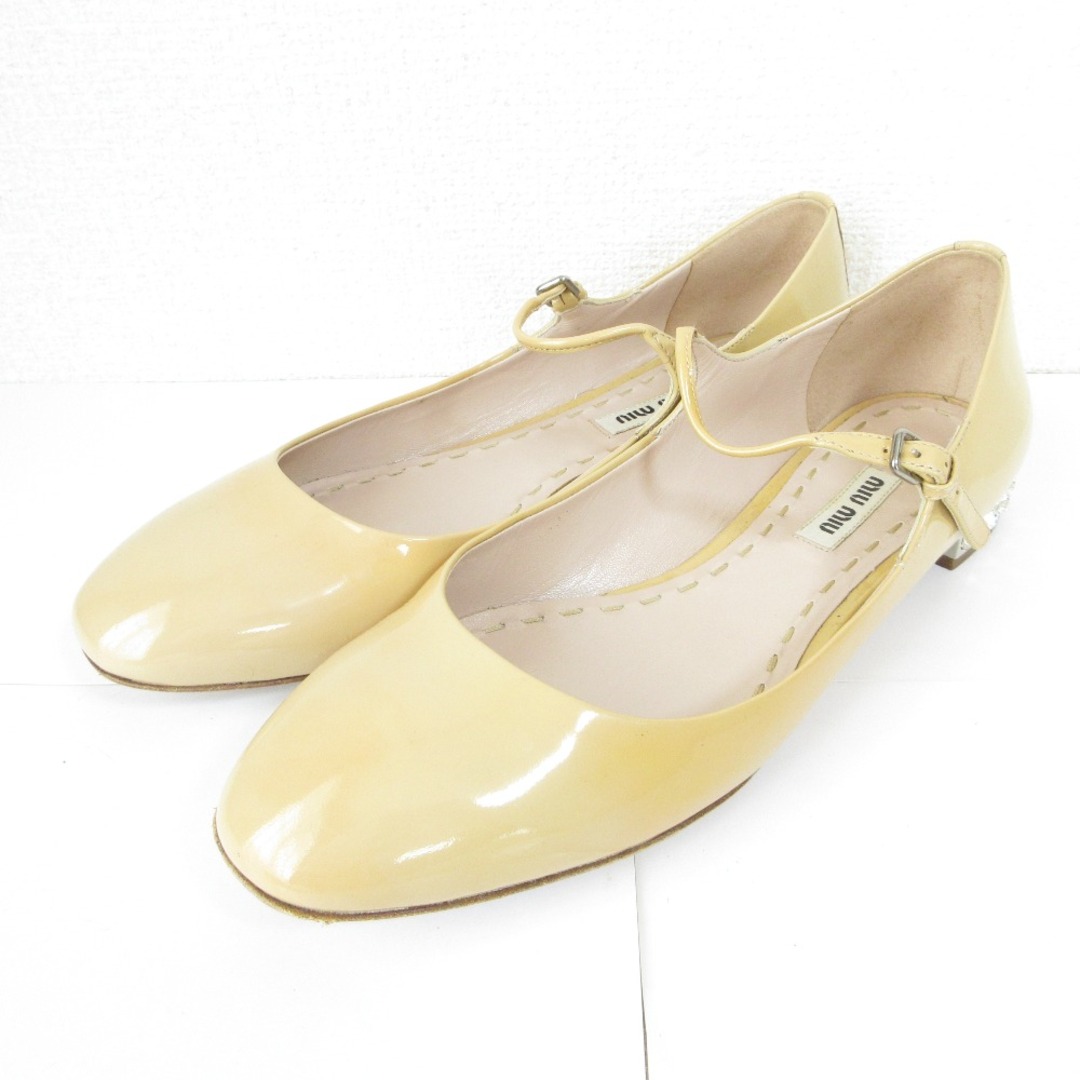 MIU MIU - 美品 miumiu ミュウミュウ パテント ビジューヒール MIU MIU - 美品 miumiu ミュウミュウ パテント ビジューヒール