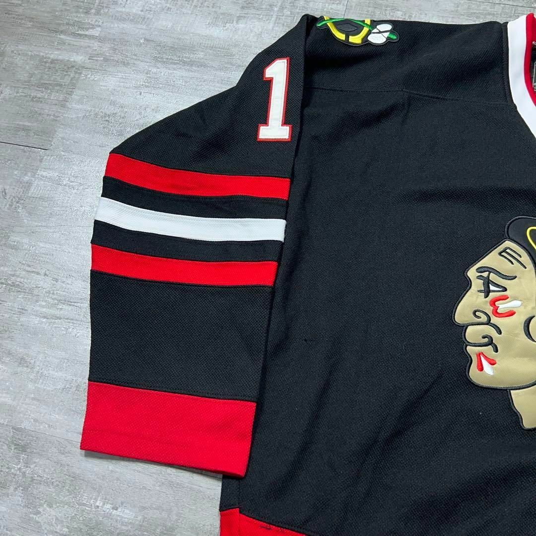 美品 リーボック NHLブラックホークス 両面刺繍 ゲームシャツ 50 CCM 美品 リーボック NHLブラックホークス 両面刺繍 ゲームシャツ 50 CCM
