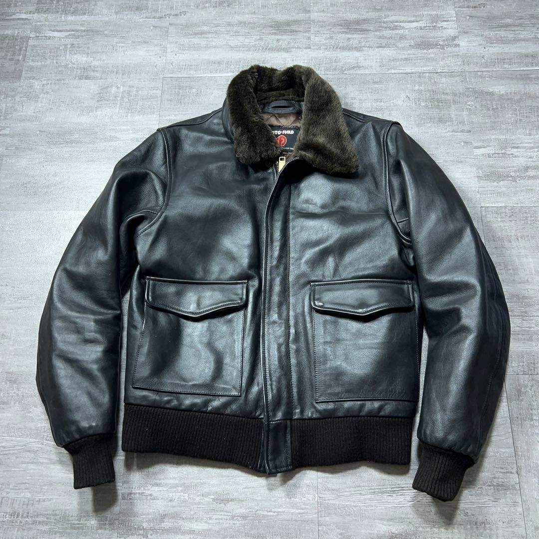 美品 MOTO FIELD ボマージャケット レザージャケット カウレザー 黒 美品 MOTO FIELD ボマージャケット レザージャケット カウレザー 黒