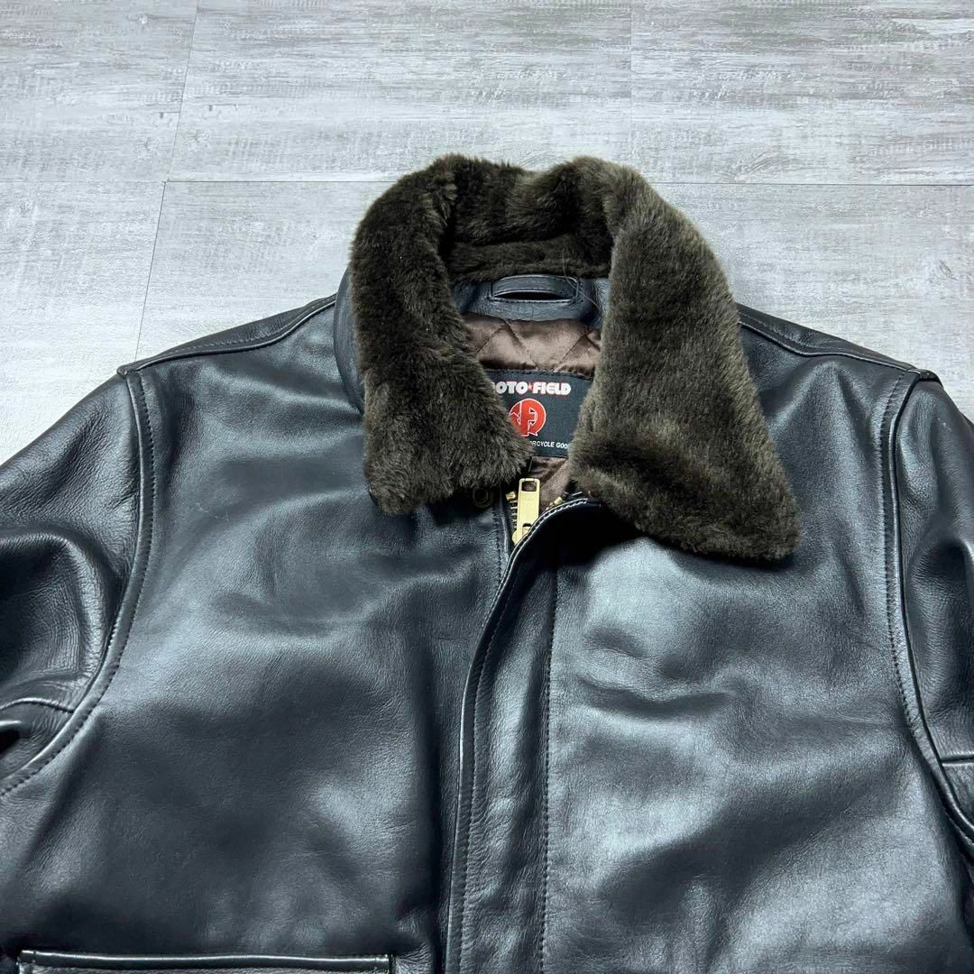 美品 MOTO FIELD ボマージャケット レザージャケット カウレザー 黒 美品 MOTO FIELD ボマージャケット レザージャケット カウレザー 黒