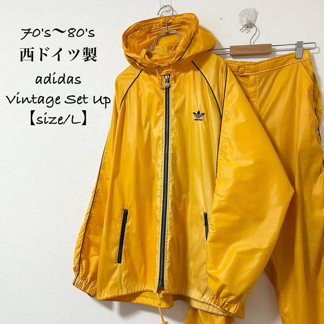 70s〜80s☆Vintage☆adidas/アディダス☆セットアップ☆黄紺☆L 70s〜80s☆Vintage☆adidas/アディダス☆セットアップ☆黄紺☆L