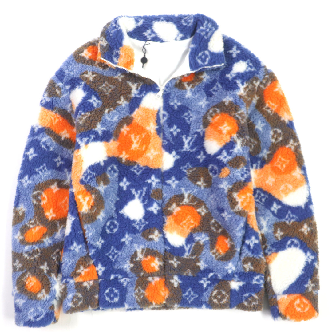 LOUIS VUITTON - 未使用品▼LOUIS VUITTON ルイヴィトン 23SS 1AAU8L モノグラム ジャガード カモフリース ジップアップ ブルゾン ネイビー オレンジ M イタリア製 正規品 メンズ