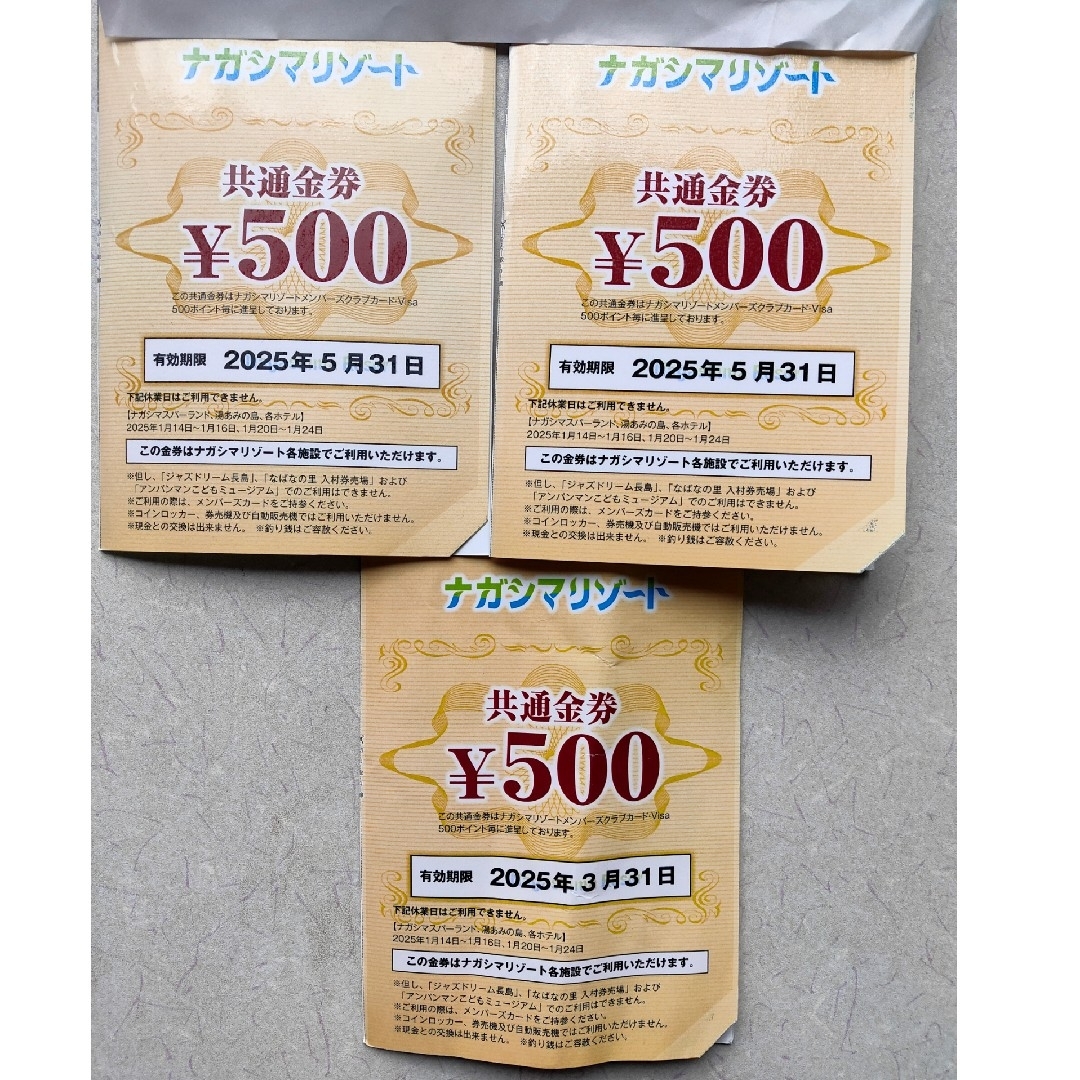 (虎天様用) 長島スパーランド共通金券3枚 チケットの施設利用券(遊園地/テーマパーク)の商品写真