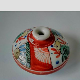 油壺　赤絵　色絵　古伊万里　髪結い道具　(陶芸)