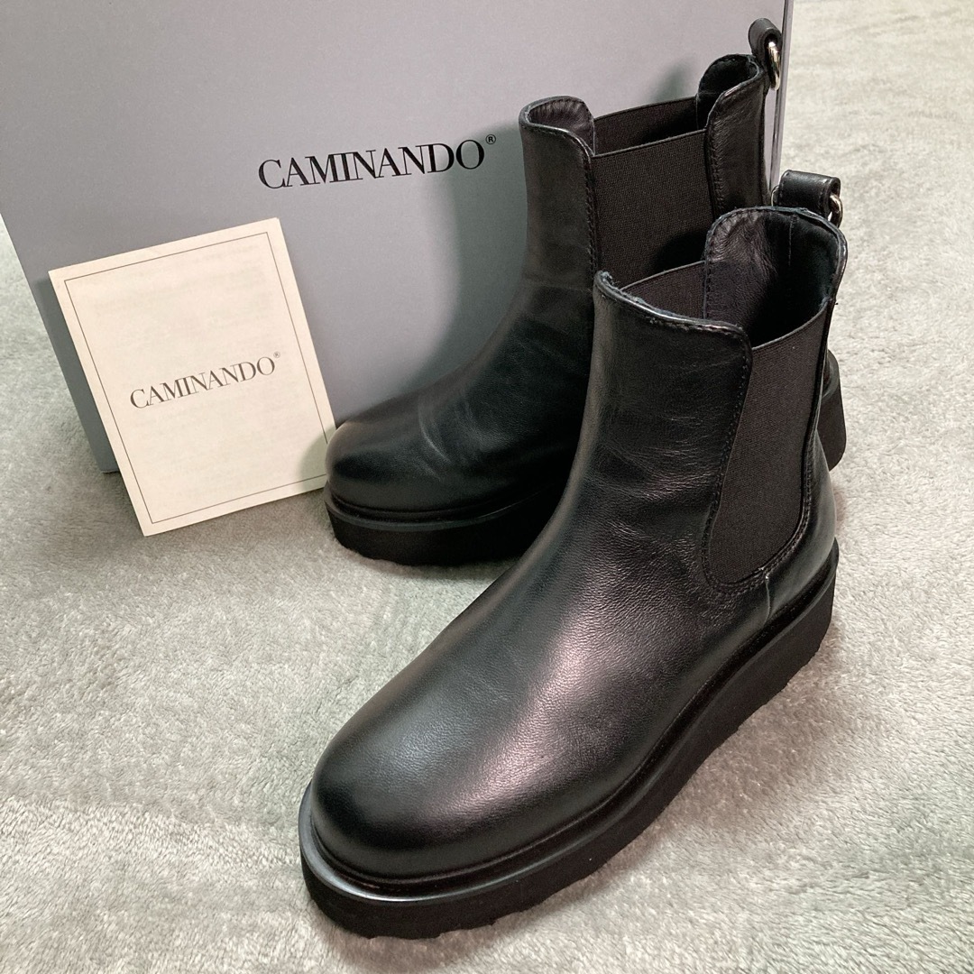 美品】Caminando カミナンド 別注 サイドゴアブーツ レザー BK 6 美品】Caminando カミナンド 別注 サイドゴアブーツ レザー BK 6