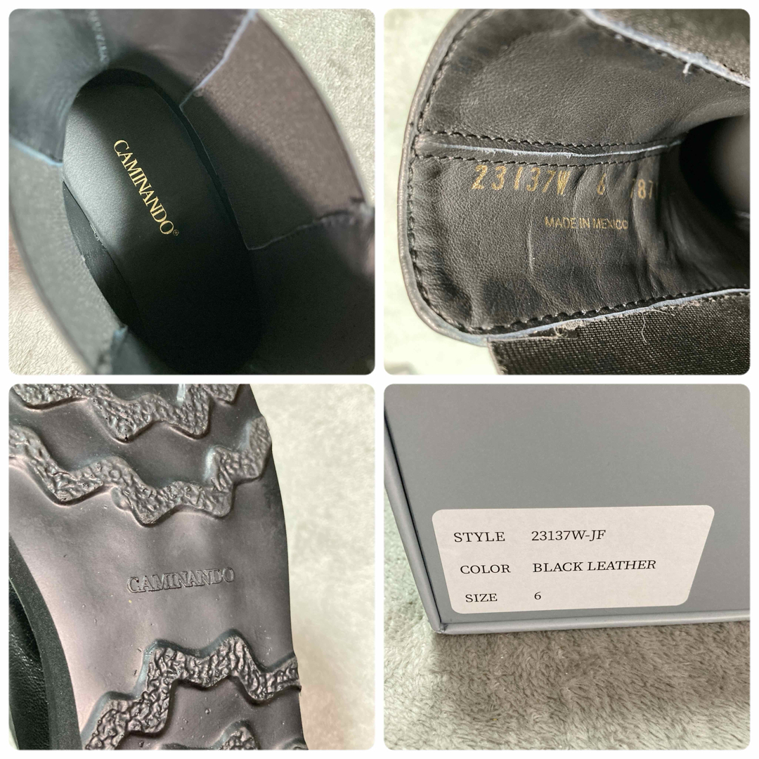 美品】Caminando カミナンド 別注 サイドゴアブーツ レザー BK 6 美品】Caminando カミナンド 別注 サイドゴアブーツ レザー BK 6