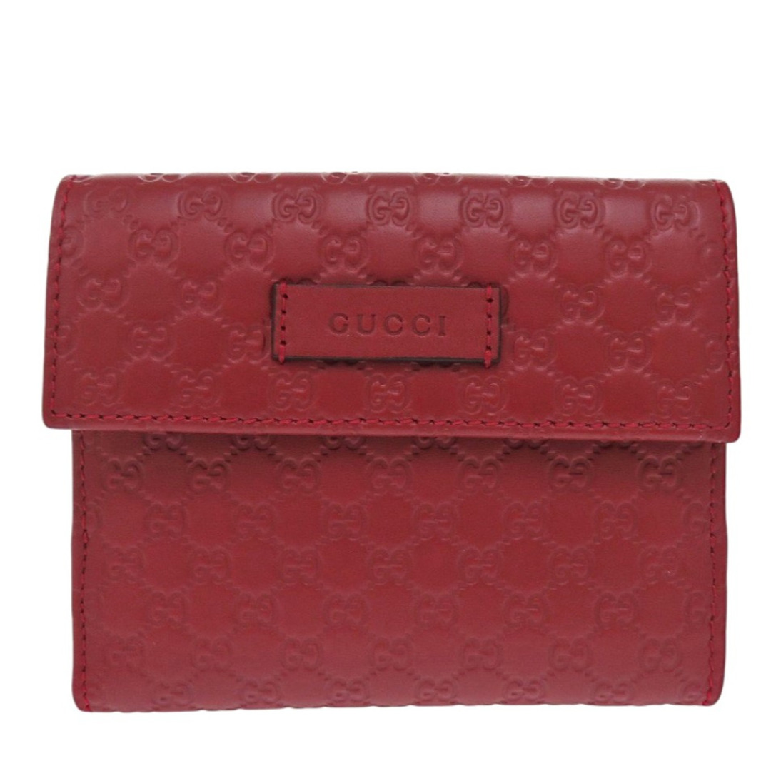 028 極美品 GUCCI グッチ シマ 二つ折り財布 ラウンドファスナー 赤