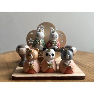 【新品】動物達のひな祭りセット(置物)