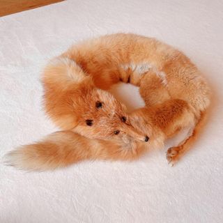 スヌード　マフラー　きつね　個性派　剥製　ビンテージ　ハンドメイド 狐　襟巻き