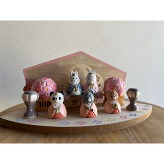 【新品】動物達のひな祭りセット(置物)